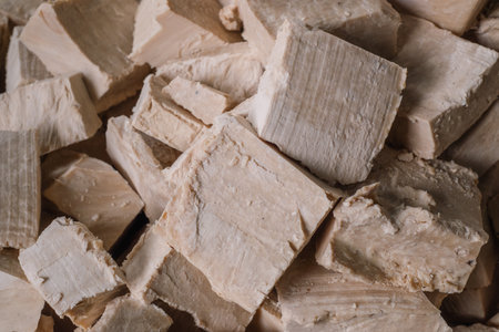 Large pieces of natural soap made from animal fat top view.の写真素材