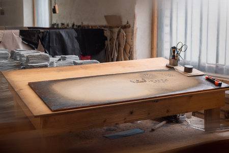 Table for cutting workshop of leather products.