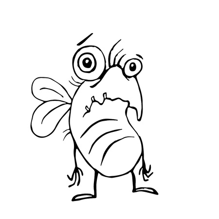 cute sad fly. vector illustration. funny cartoon poor character.のイラスト素材