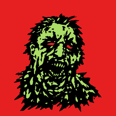 Rampage zombie. Vector illustration. Genre of horror. Scary monster face.のイラスト素材