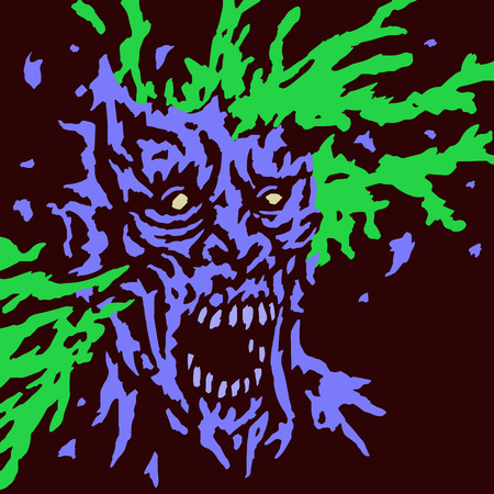 Zombie brains explode. Vector illustration. Genre of horror. Terrible character for Halloween.のイラスト素材