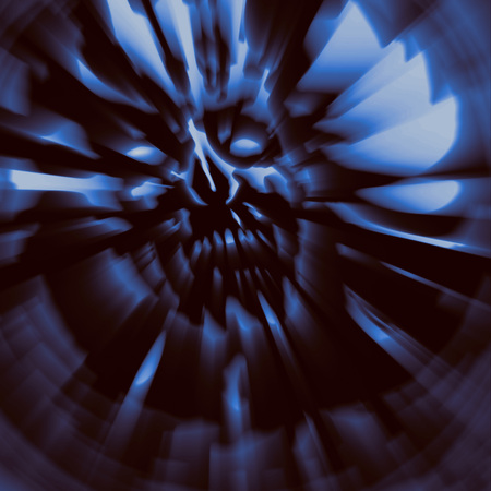 Terrible zombie dead head cover. Illustration in genre of horror. Terrible character blurred face. Wallpaper in blue color.の写真素材