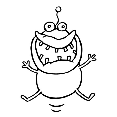 Funny cheerful monster is lucky. Holidays and vacations. Cute cartoon character. Vector illustration.のイラスト素材