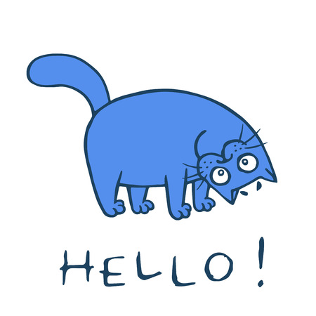 Cute cat is happy and crooked. Vector illustration. Cartoon pet character.のイラスト素材