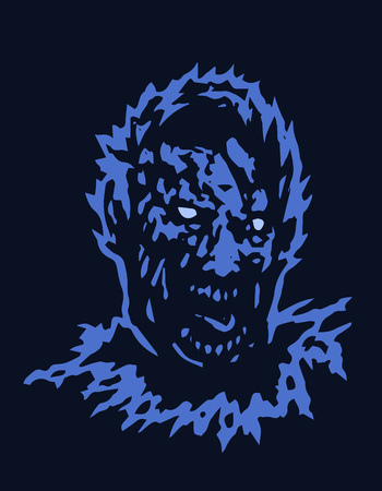 Frenzy zombie head. Black background. Vector illustrationのイラスト素材