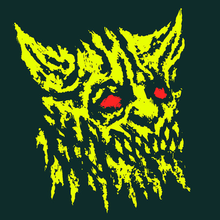 Scary head of horned demon. Vector illustration. Genre of horror. Scary monster characterのイラスト素材