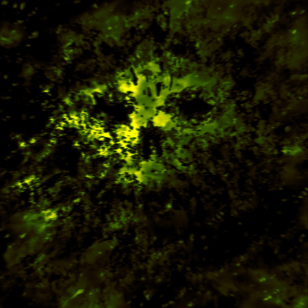 Scary skull abstraction from debris and dots. Illustration in genre of horror. Green background...