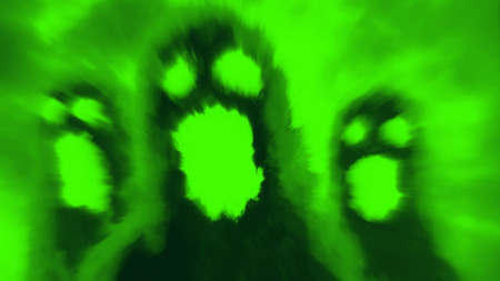 Scary hellish ghosts character face. Genre of horror. Green background color.