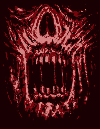 Scary zombie red jaws. Genre of horror. Vector illustration.のイラスト素材