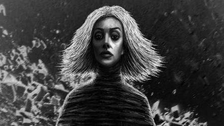 Magic girl with flowing hair in front. Fantasy illustration.