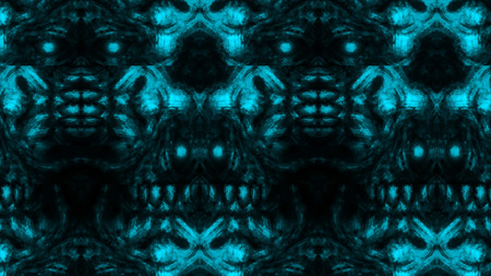 Scary zombie face pattern on black background. Illustration in horror genre. Abstraction monster character face.の写真素材