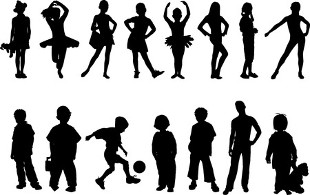 Kids silhouetteのイラスト素材