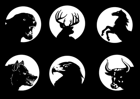 Animal silhouettes on moonlightのイラスト素材