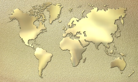 World map made of goldの写真素材