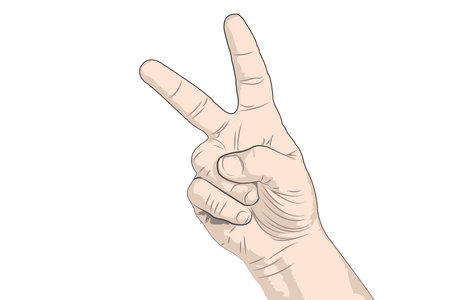 Vector drawing of a hand demonstrating the Victoria gesture, no backgroundのイラスト素材