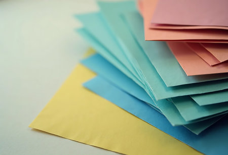 Colorful sticky notes on a white background. Close-up.