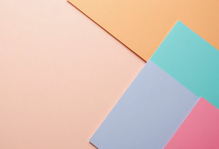 Colorful pastel paper background. Flat lay, top view.の写真素材