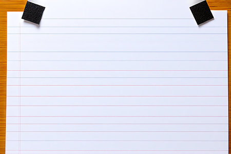 Blank paper on wood table background with copy space for text.