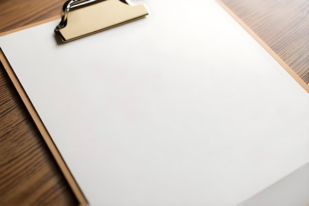 Blank paper on a wooden table with copy space for your text
