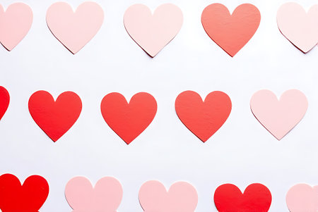Valentine's day background with red hearts on a white background