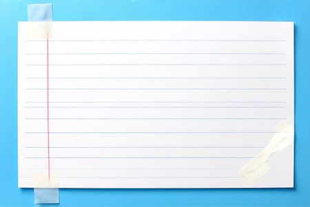 Notebook paper on blue background with copy space for your text.の写真素材