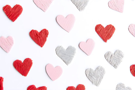 Colorful hearts on white background, valentine's day concept