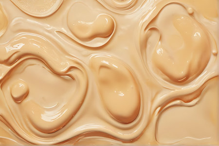 Liquid chocolate texture background. Close up of caramel cream swirls.