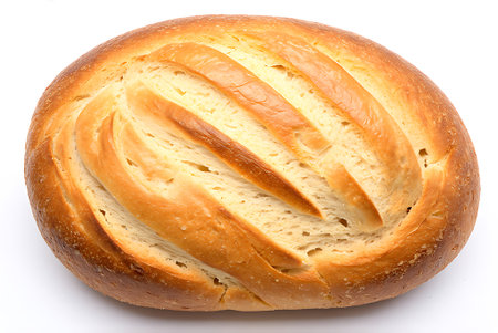 Bread on a white background, close-up, top view