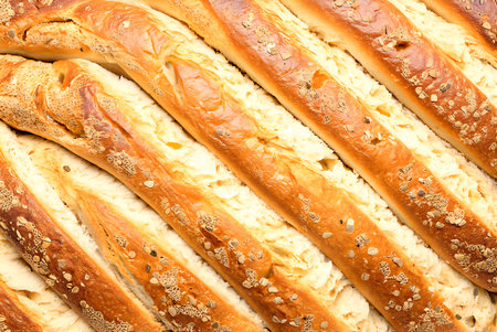 Freshly baked bread with sesame seeds. Shallow dof.