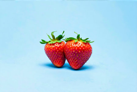 Strawberry isolated on blue background. Strawberries on blue background.