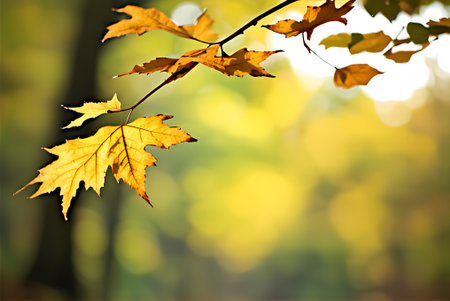Autumn leaves on blurred background, close-up. Fall season