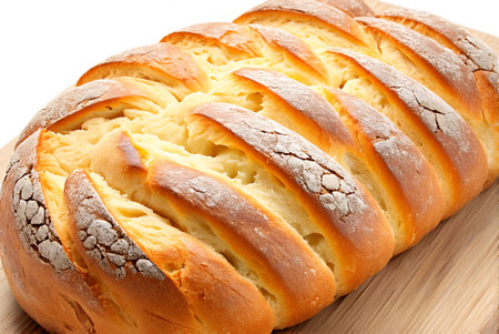 Sweet braided bread with raisins on a wooden cutting board