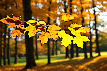 Autumn leaves in the park. Autumn background. Fall season.