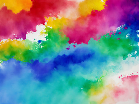Watercolor abstract background. Hand-drawn illustration. Rainbow colors.の写真素材