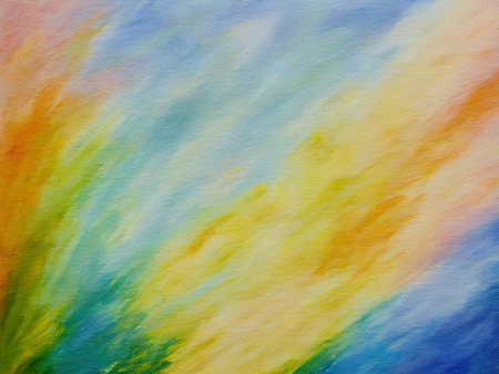 abstract background painting in blue, yellow, orange and green colorsの写真素材