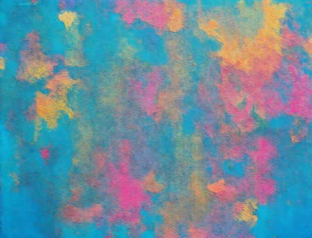 abstract background painting with acrylics in blue, pink and purpleの写真素材