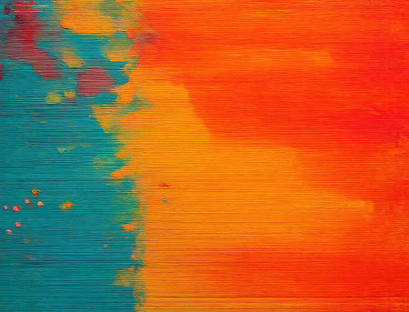 abstract background: red, orange and blue spots on a canvas