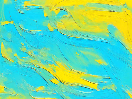 abstract oil painting on canvas texture. Blue and yellow colors.