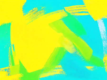 abstract yellow, blue and green brush strokes on a white backgroundの写真素材
