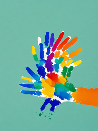 Abstract watercolor background with colorful spots. Hand-drawn illustration.の写真素材