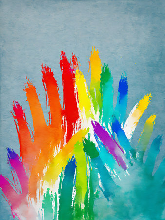 Abstract background with multi-colored paint splatterの写真素材