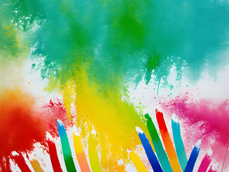 Abstract background with multi-colored paint splatterの写真素材
