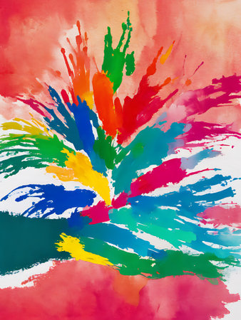 Abstract background with multi-colored paint splatter