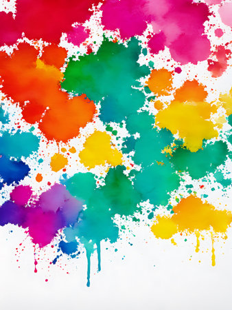 Abstract watercolor background with splashes and blots in rainbow colors