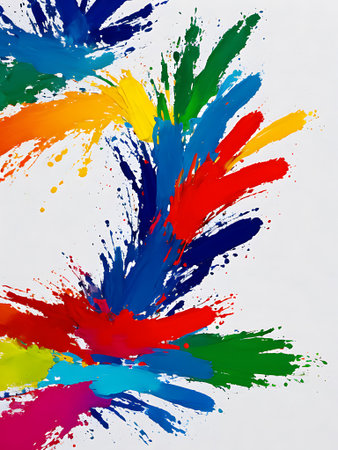 Abstract watercolor background with splashes and blots in rainbow colors