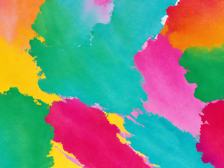 Abstract watercolor background with splashes and blots in rainbow colorsの写真素材