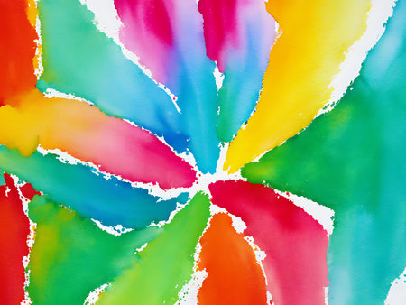 Abstract watercolor background with splashes and blots in rainbow colorsの写真素材