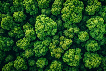 Aerial view of green forest. Abstract nature background. 3d render