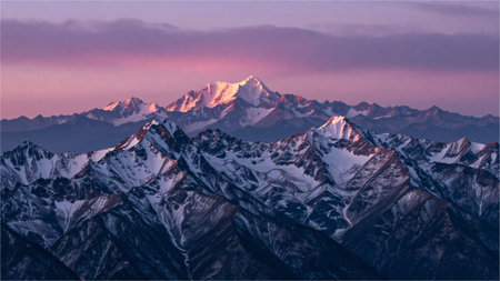 Mountains in the Himalayas at sunset. Khumbu valley, Nepal
