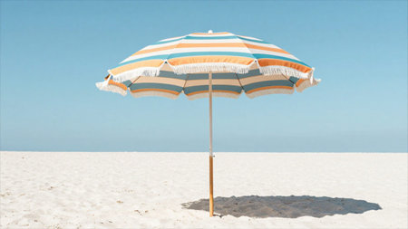 Beach umbrella on the sand.